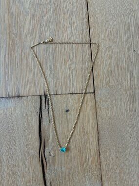 Kendra Scott Gold Necklace with Aqua Blue Pendant adjustable chain